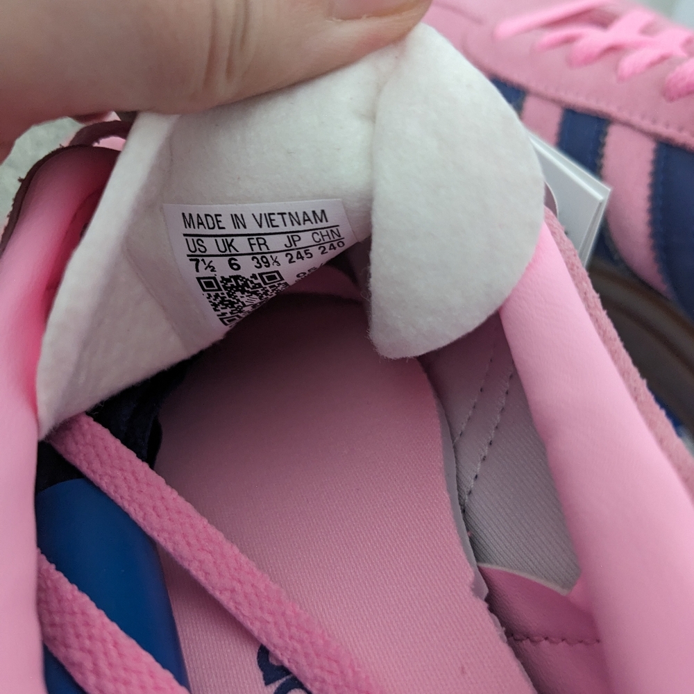 adidas Gazelle Pink and Navy Athletic Shoes - Picture 4 of 10